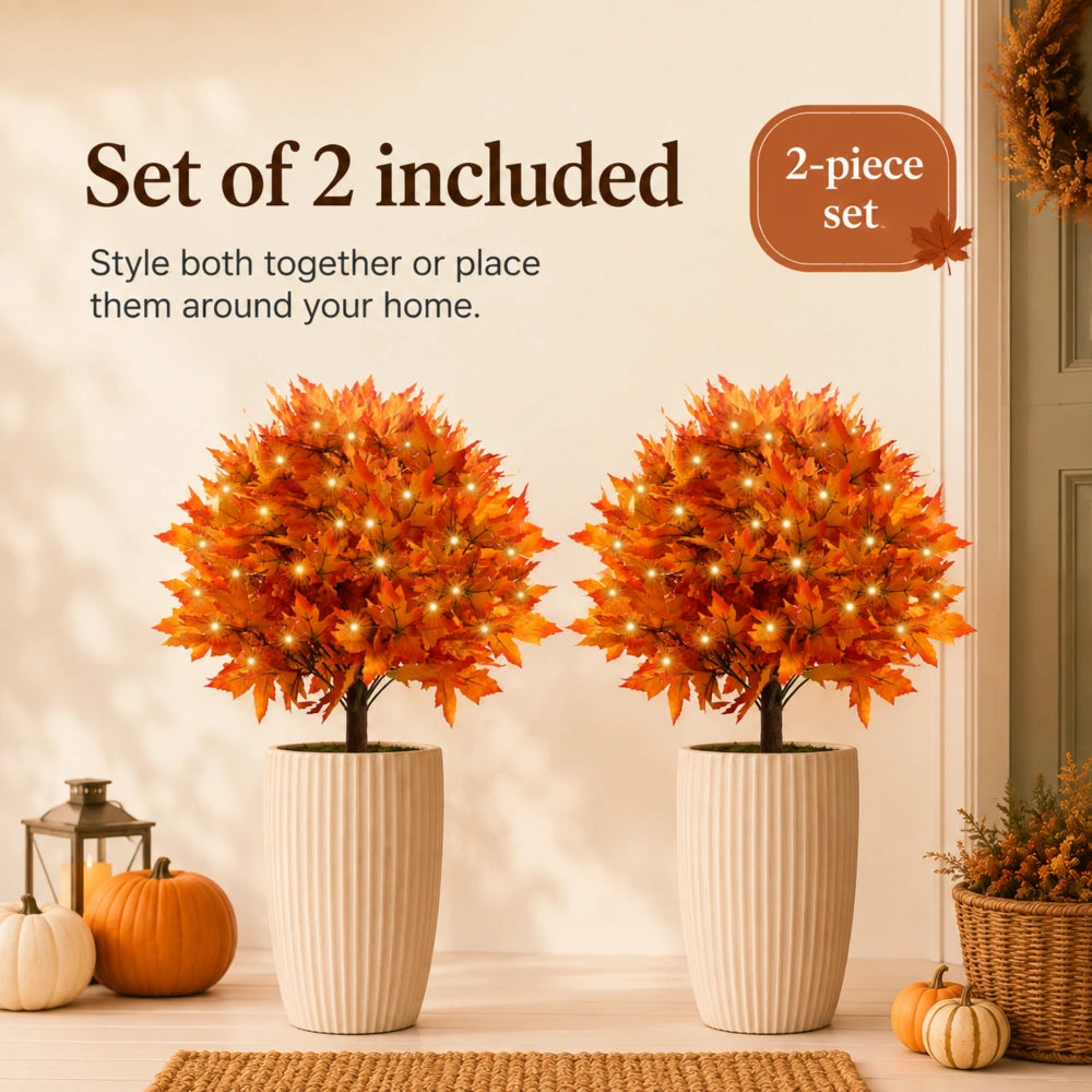 LED Lighted Maple Trees Set