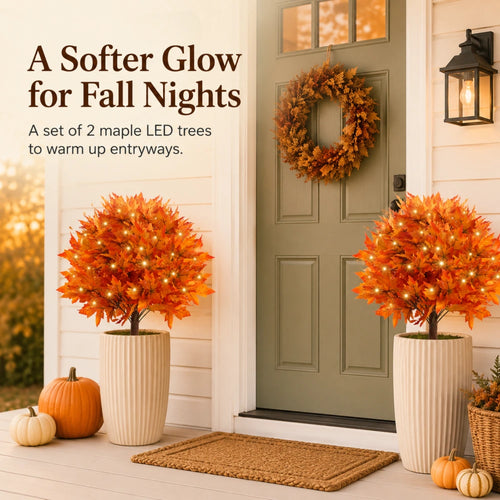 LED Lighted Maple Trees Set