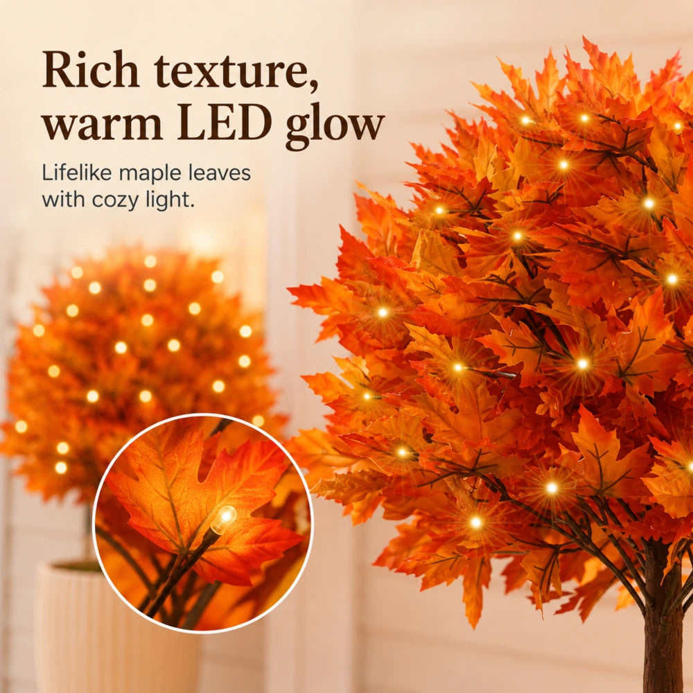 LED Lighted Maple Trees Set